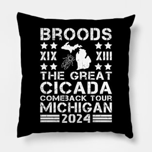 Great Cicada Comeback Tour Michigan 2024 Cicada broods XIII and XIX in Michigan Pillow