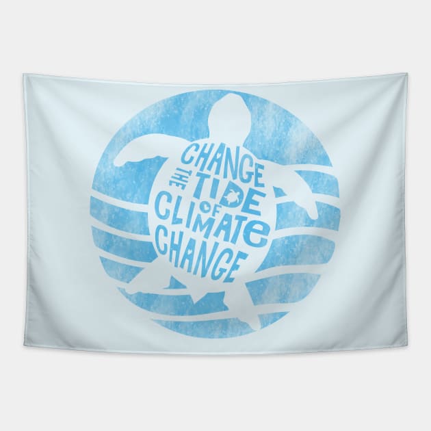 Change the Tide of Climate Change Turtle Tapestry by Jitterfly