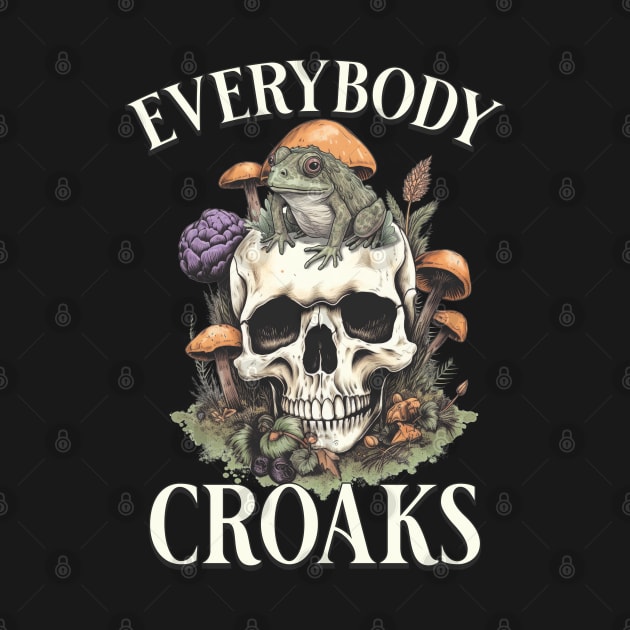 Everybody croaks - Funny Frog Skull Mushroom Print by Emmi Fox Designs