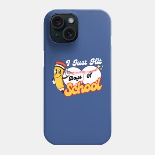 I Just Hit 100 Days Of School Baseball Fan Gift For School Kids Retro Phone Case