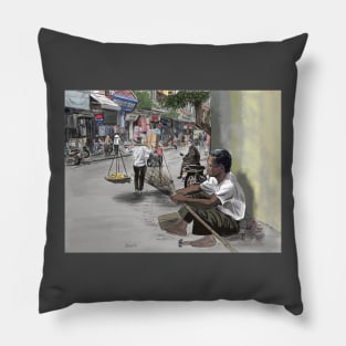 Street shops Hanoi Vietnam Pillow