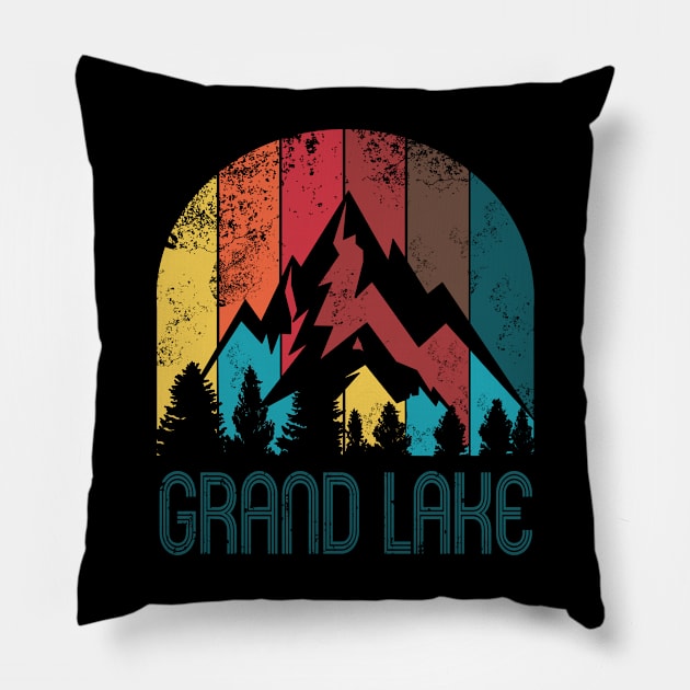 Retro City of Grand Lake T Shirt for Men Women and Kids Pillow by HopeandHobby