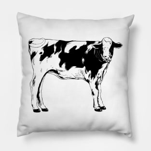 Line drawing - cow Pillow