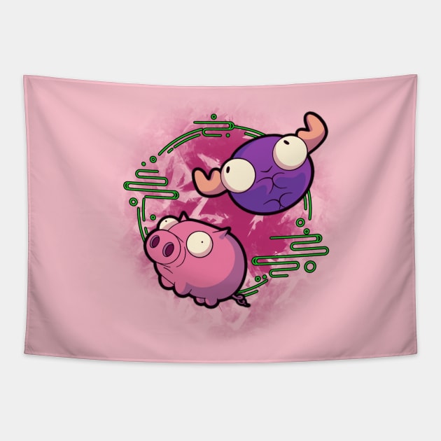 Invader Zim Pig and Mini Moose Tapestry by Wubble