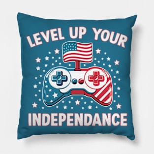 Level Up Your Independance 4th of july Gaming Pillow