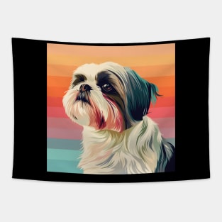 Retro Shih Tzu: Pastel Pup Revival Tapestry