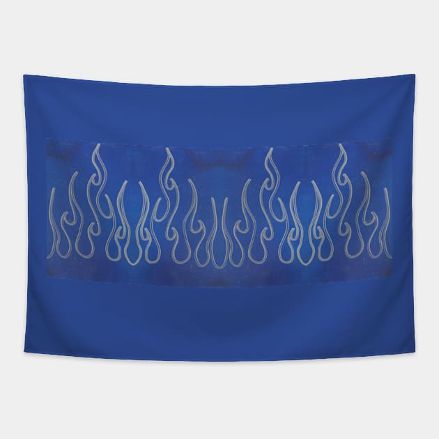 Blue SIlver Flames Tapestry by Veraukoion