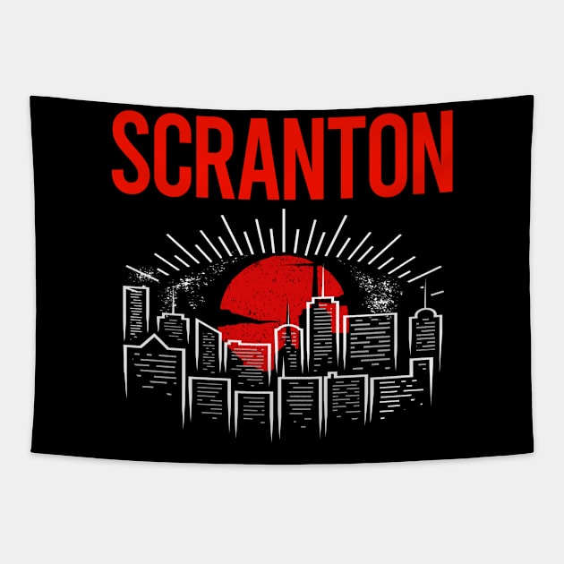 Red Moon Scranton Tapestry by flaskoverhand