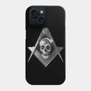 Silver Skull Square & Compass Masonic Freemason Phone Case