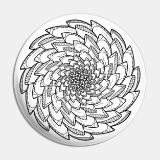 Floral Spiral Mandala Line Art Pin