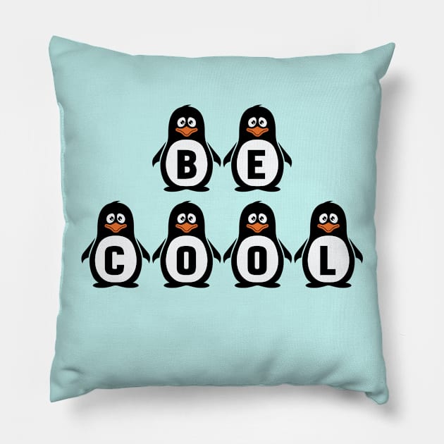 "Be Cool" Penguins Pillow by Whoopsidoodle