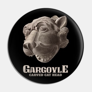 Gargoyle Carved Cat Head Pin