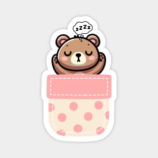Sleepy Bear in Polka Dot Pocket Magnet