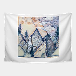 mountain forest abstract pastel painting Tapestry