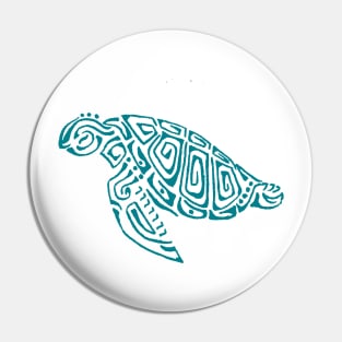 Dark turquoise turtle tattoo style gray background Pin