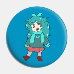 Chibi Blue-Green Girl Pin