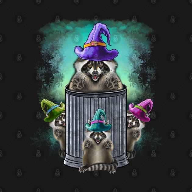 Trick or trash cute raccoons family Halloween by Artardishop