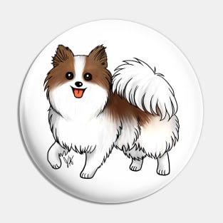 Dog - Pomeranian - Brown and white Pin