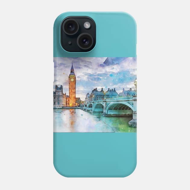 London in watercolours Phone Case by Montanescu