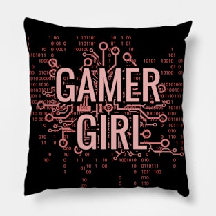 GAMER GIRL Pink cyber circuit Pillow