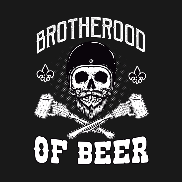 Brotherhood of Beer Cafe Racer Biker Skull by Foxxy Merch