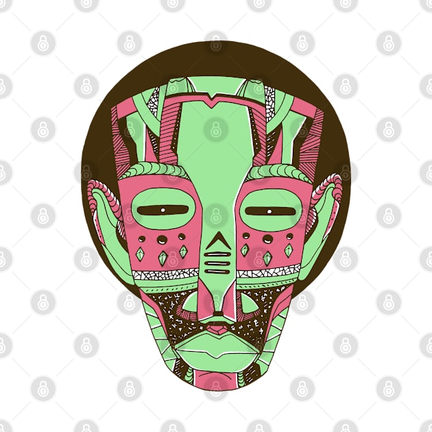 Pink Mint African Mask No 3 by kenallouis