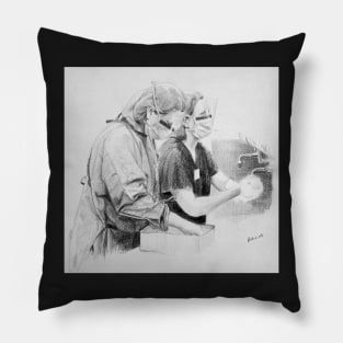 Nurse Annie - Drawing by Adelaide Artist Avril Thomas - South Australian Artist Pillow