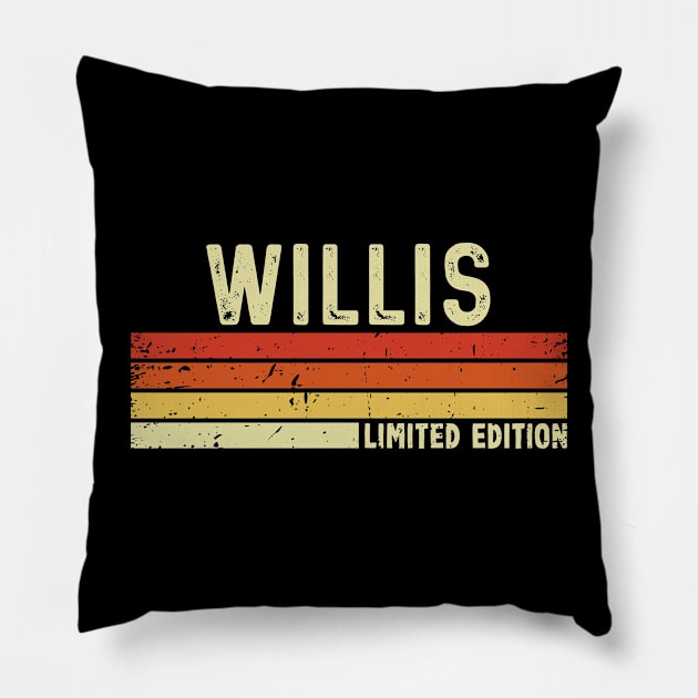 Willis Name Vintage Retro Limited Edition Gift Pillow by CoolDesignsDz