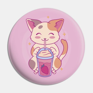 Neko Cat Strawberry Tea Milkshake | Japanese Anime Kawaii Pin