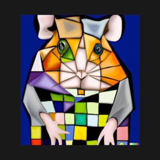 Cubism Style Abstract Cute Hamster Fine Art Painting 2 T-Shirt