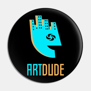 YourArtDude Logo In Lt. Blue And Orange Pin