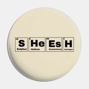 Sheesh Text Periodic Table Slogan Black Pin