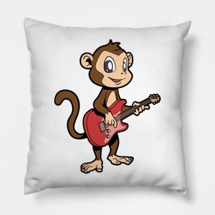 Cartoon monkey playing electric guitar Pillow