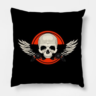 Wing Skull - ORANGE Pillow