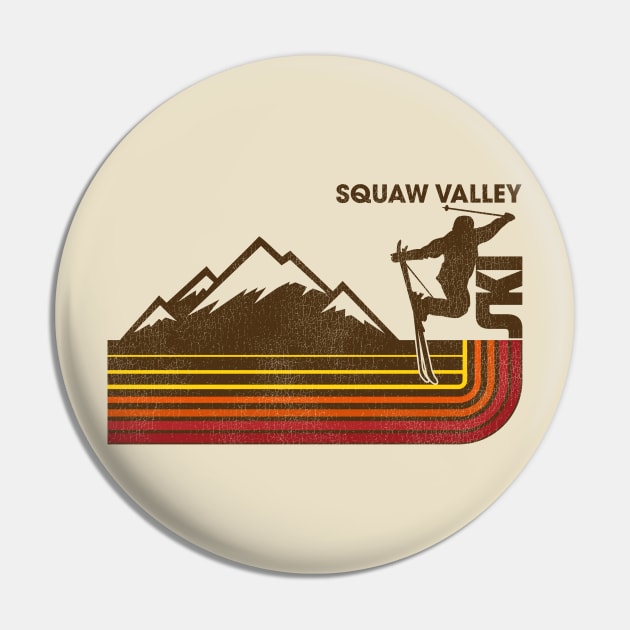 Retro Squaw Valley 70s/80s Style Skiing Stripe Pin by darklordpug