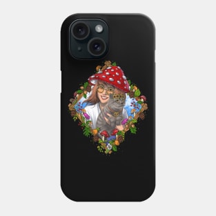 Hippie Mushroom Cat Phone Case