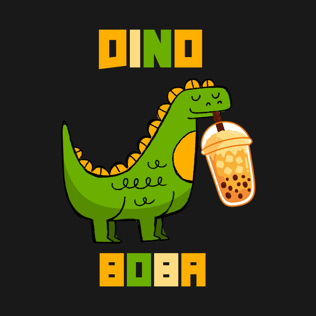 Cute Dino Drinking Boba Tea Milk Bubble by Trendy_Designs