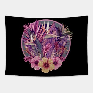 Vintage Bird of Paradise Garden Bouquet Tapestry