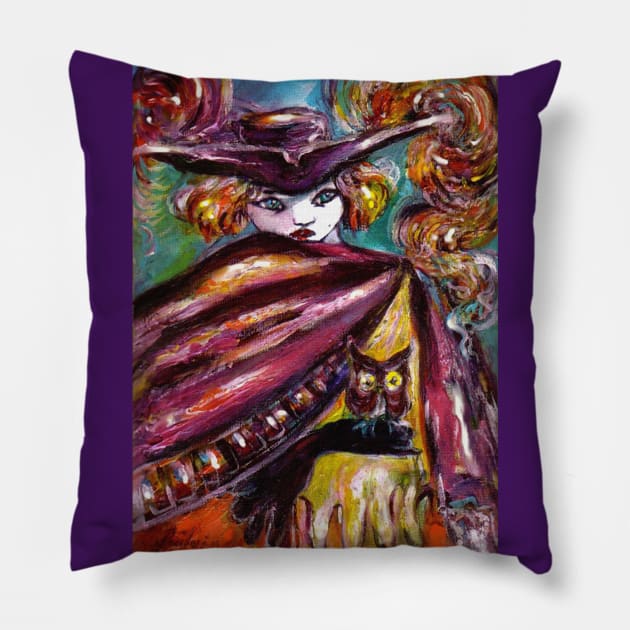 FAUST Mysterious Mask with Tricorn and Owl Pillow by BulganLumini