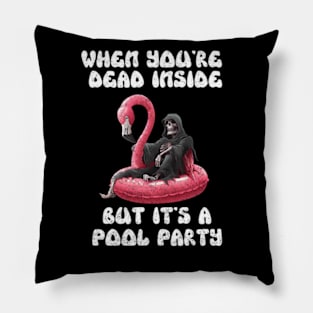 When You're Dead Inside But It's a Pool Party Pastel Goth Grim Reaper Pillow