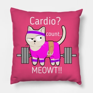 Weightlifting Kitty Pillow