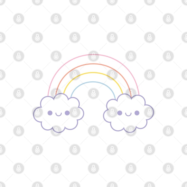 Pastel Happy Rainbow Clouds Lineart by KristyKate