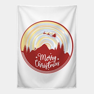 Christmas landscape in red color Tapestry