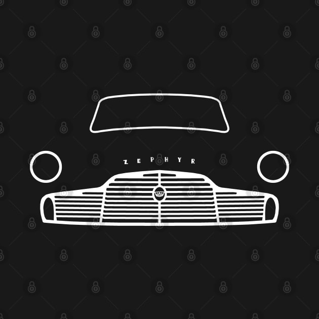 Ford Zephyr Mk II classic car outline graphic (white) by soitwouldseem