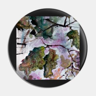 Oak Leaves Watercolor and Ink Art Pin