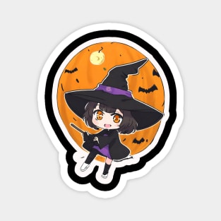 Witchcraft Chibi anime Character Design :Halloween concept Magnet