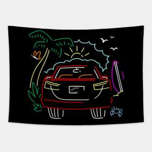 Hawaiian Vacation - Neon Car Tapestry