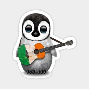 Baby Penguin Playing Irish Flag Guitar Magnet