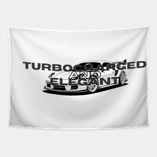 Turbocharged and Elegant + Car Blueprint Tapestry