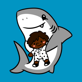 Shark Pup Morgan & Their Doll (Dark Tones, Shag, Romper) T-Shirt